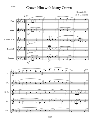 Crown Him with Many Crowns (Woodwind Quintet)