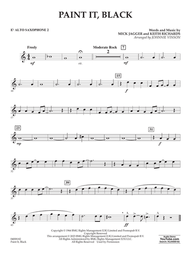 Paint It, Black (arr. Johnnie Vinson) - Eb Alto Saxophone 2