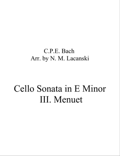 Sonata in E Minor for Cello and String Quartet III. Menuet