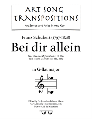 SCHUBERT: Bei dir allein, D. 866 (transposed to G-flat major)