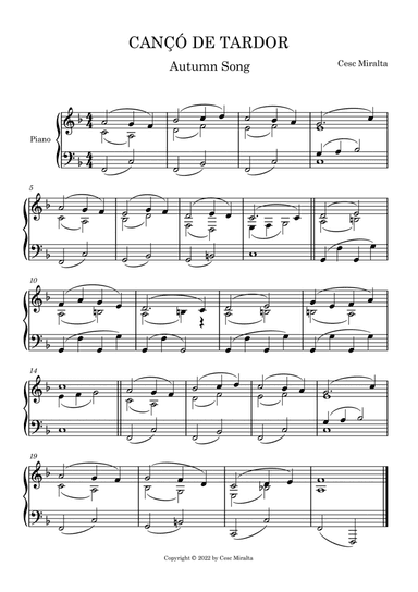 CANÇÓ DE TARDOR Pno Solo