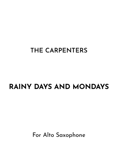 Rainy Days And Mondays