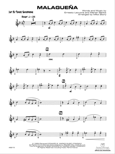 Malagueña: B-flat Tenor Saxophone