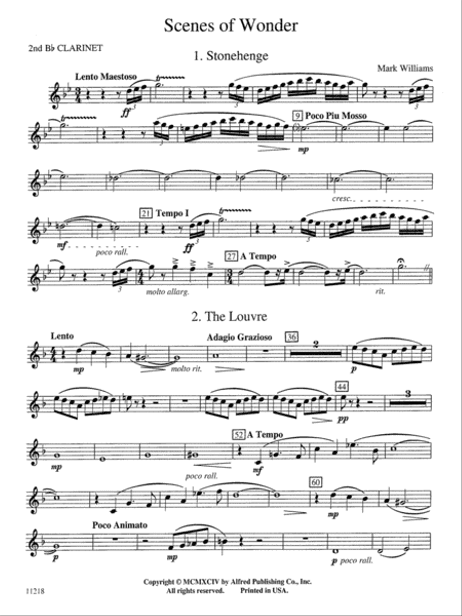 Scenes of Wonder: 2nd B-flat Clarinet