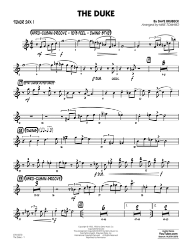 The Duke (arr. Mike Tomaro) - Tenor Sax 1