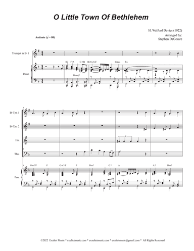 O Little Town Of Bethlehem (Brass Quartet and Piano)