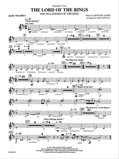 The Lord of the Rings: The Fellowship of the Ring: 2nd B-flat Trumpet