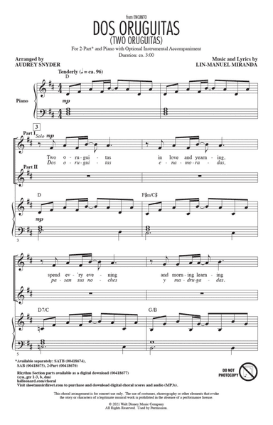 Dos/Two Oruguitas (from Encanto) (arr. Audrey Snyder)