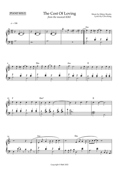 THE COST OF LOVING piano solo