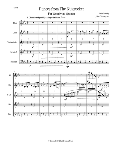 Six Dances from The Nutcracker by Tchaikowsky for Woodwind Quintet
