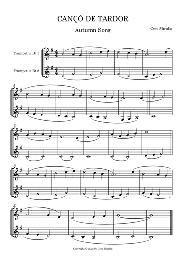 CANÇÓ DE TARDOR Tp Duet