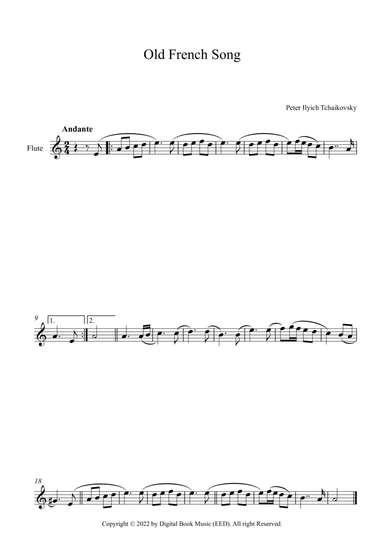 Old French Song - Peter Ilyich Tchaikovsky (Flute)