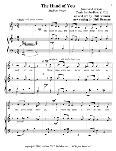 The Hand of You - medium voice-piano