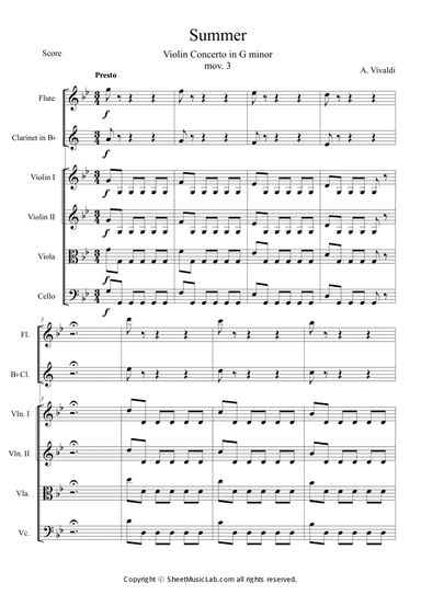 The Four Seasons Summer 3rd Movement Easy Version