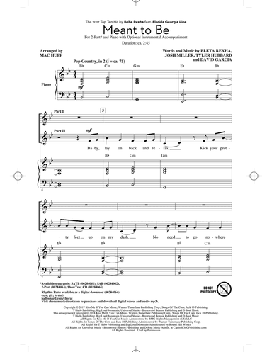 Meant To Be (feat. Florida Georgia Line) (arr. Mac Huff)