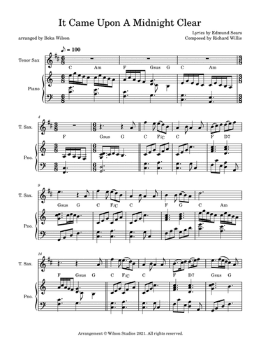 It Came Upon a Midnight Clear--tenor sax solo