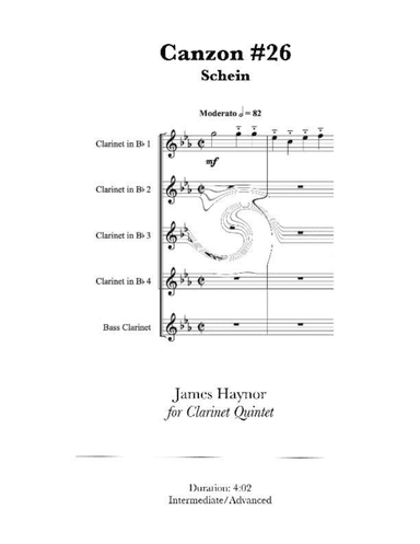 Canzon #26 for Clarinet Quintet