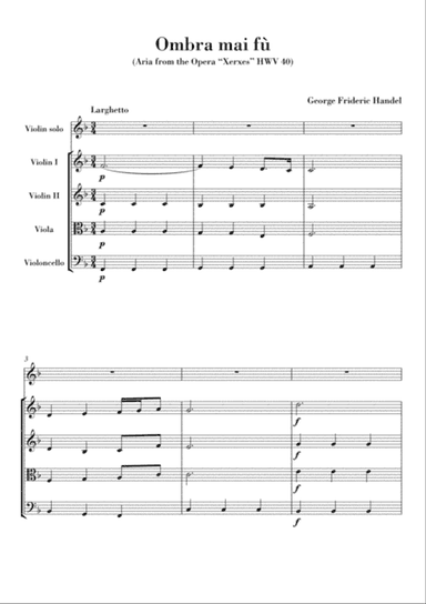 Ombra mai fu (for Violin and String Quartet)