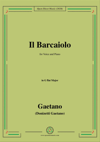 Donizetti-Il Barcaiolo,in G flat Major,for Voice and Piano