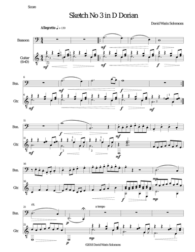 Sketch in D Dorian No 3 for bassoon and guitar