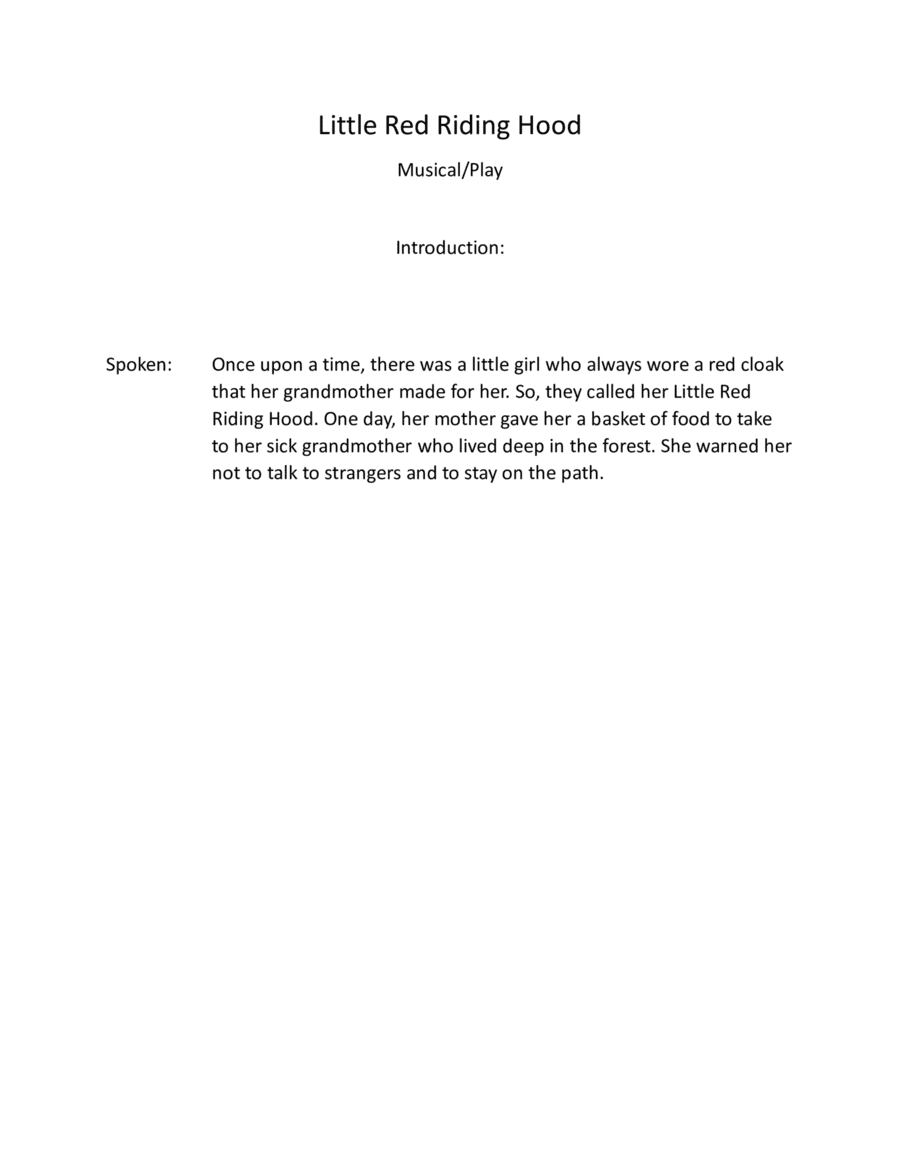 Little Red Riding Hood Musical/Play