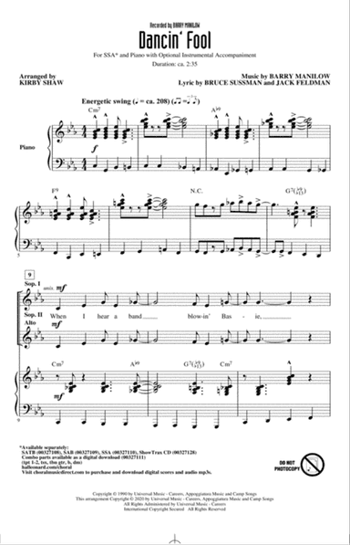 Dancin' Fool (arr. Kirby Shaw)