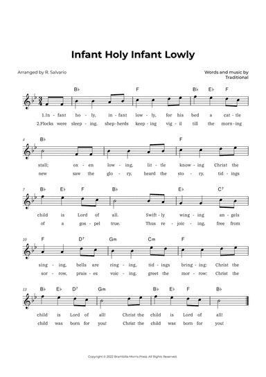 Infant Holy Infant Lowly (Key of B-Flat Major)
