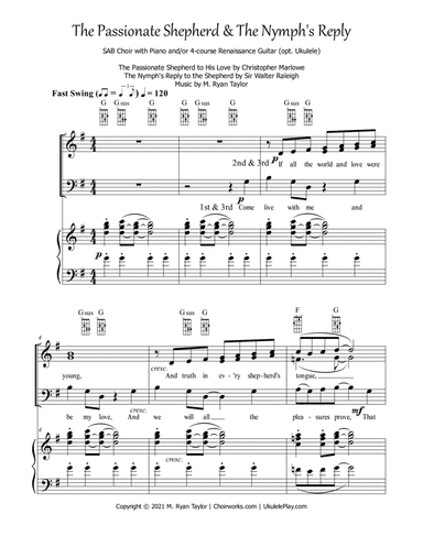The Passionate Shepherd & The Nymph's Reply for SAB Choir & Piano (optional Renaissance Guitar)