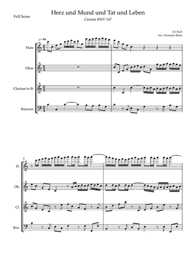 Cantata Herz und Mund und Tat und Leben (J.S. Bach BWV 147) for String Woodwind