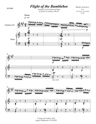 Korsakov: Flight of the Bumblebee for Eb Clarinet & Piano