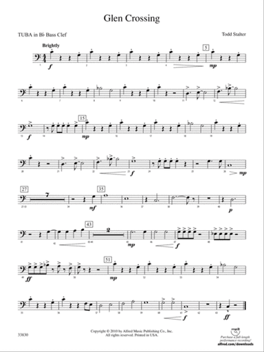 Glen Crossing: (wp) B-flat Tuba B.C.