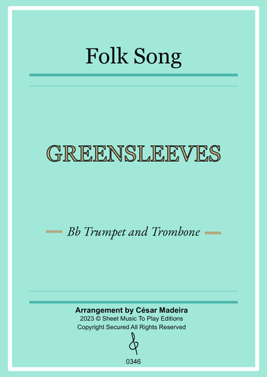 Greensleeves - Bb Trumpet and Trombone - W/Chords (Full Score and Parts)