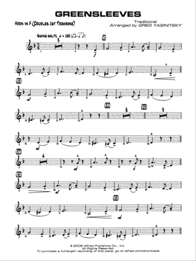 Greensleeves: 1st F Horn