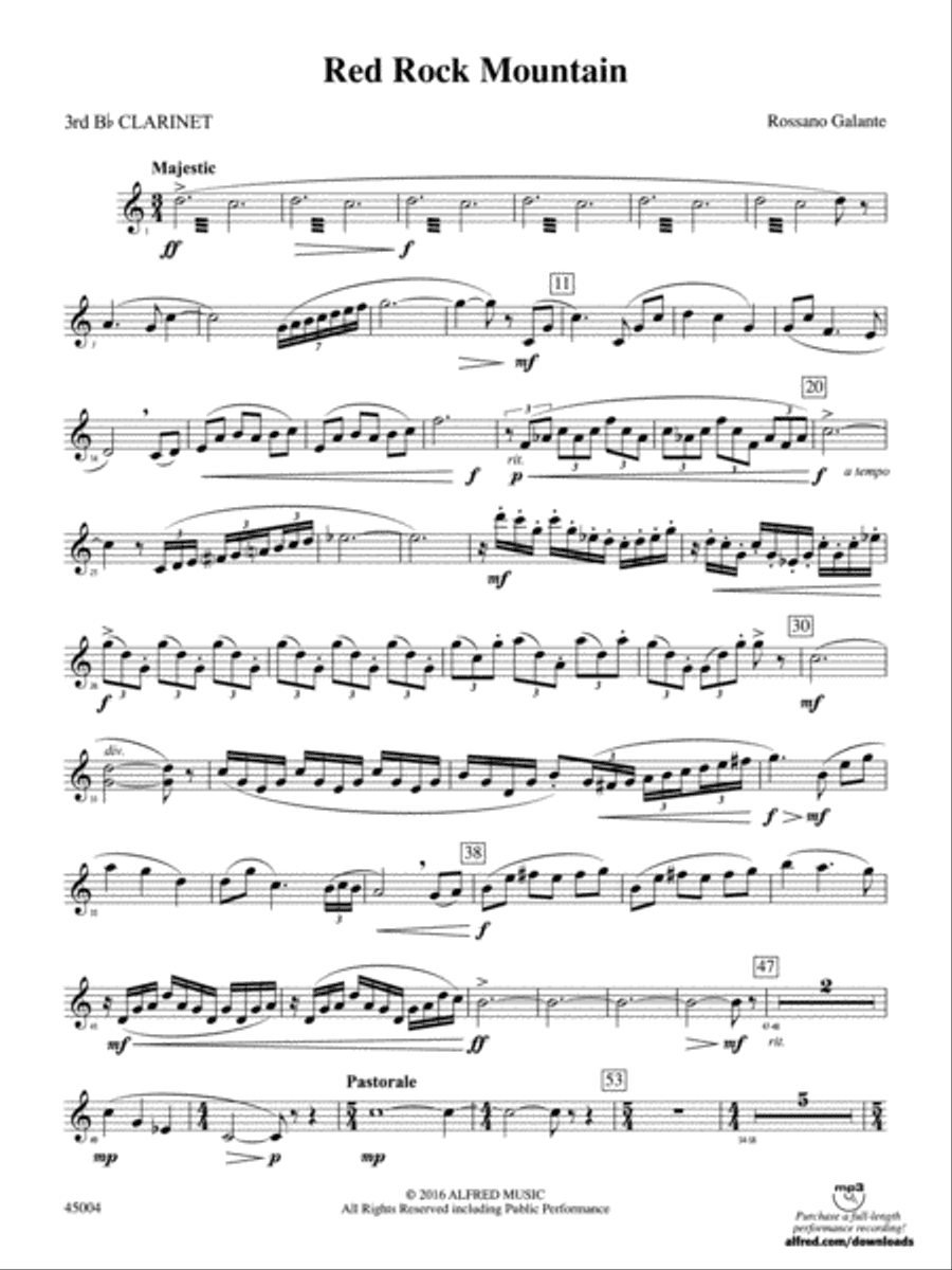 Red Rock Mountain: 3rd B-flat Clarinet