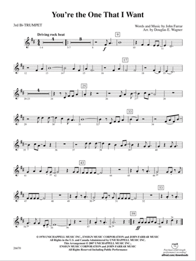You're the One That I Want (from Grease): 3rd B-flat Trumpet