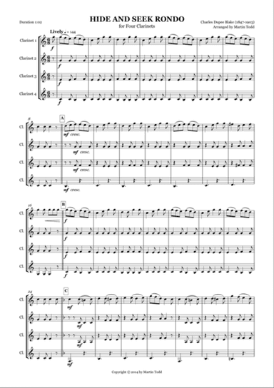 Hide and Seek Rondo for Four Clarinets