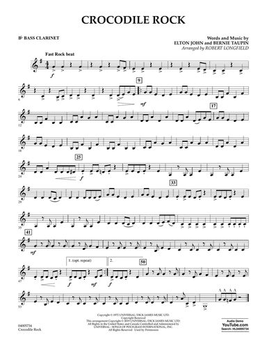 Crocodile Rock (arr. Robert Longfield) - Bb Bass Clarinet