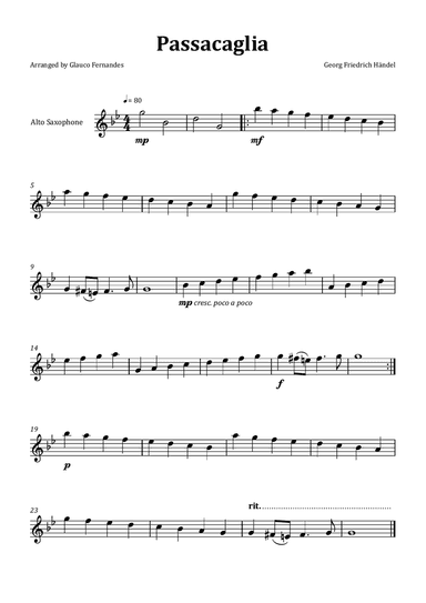 Passacaglia by Handel/Halvorsen - Alto Saxophone Solo