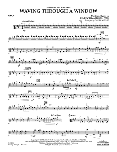 Waving Through a Window (from Dear Evan Hansen) (arr. Larry Moore) - Viola