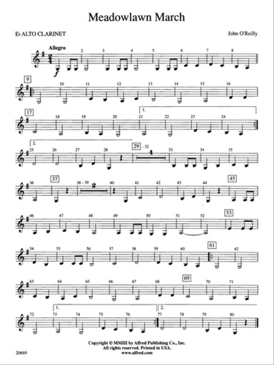 Meadowlawn March: E-flat Alto Clarinet