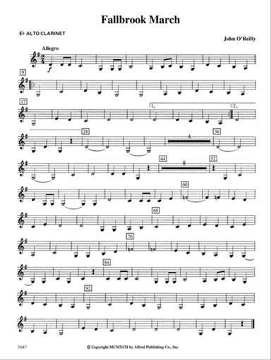 Fallbrook March: E-flat Alto Clarinet