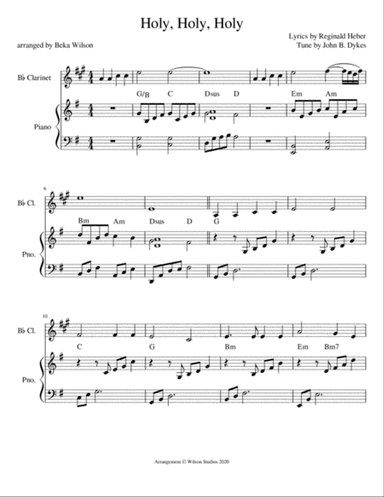 Holy, Holy, Holy--clarinet solo