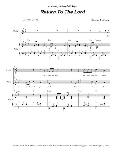 Return To The Lord (2-part choir)