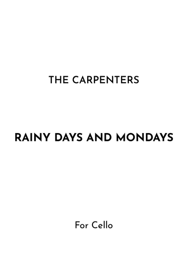 Rainy Days And Mondays