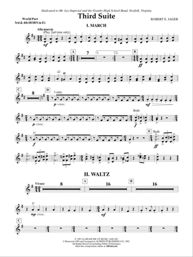 Third Suite (I. March, II. Waltz, III. Rondo): (wp) 3rd Horn in E-flat