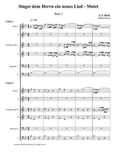 Singet dem Herrn ein neues Lied Motet, Part 1 by J.S. Bach (Double Woodwind Choir)