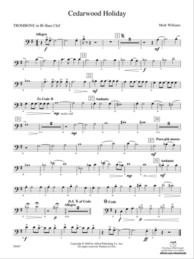 Cedarwood Holiday: (wp) 1st B-flat Trombone B.C.