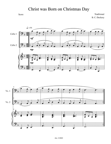 Christ was Born on Christmas Day (Cello Duet with Piano Accompaniment)