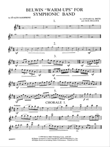 Belwin "Warm-Ups" for Symphonic Band: E-flat Alto Saxophone