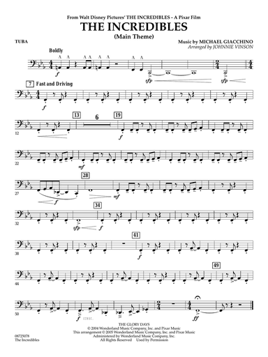 The Incredibles (Main Theme) (arr. Johnnie Vinson) - Tuba